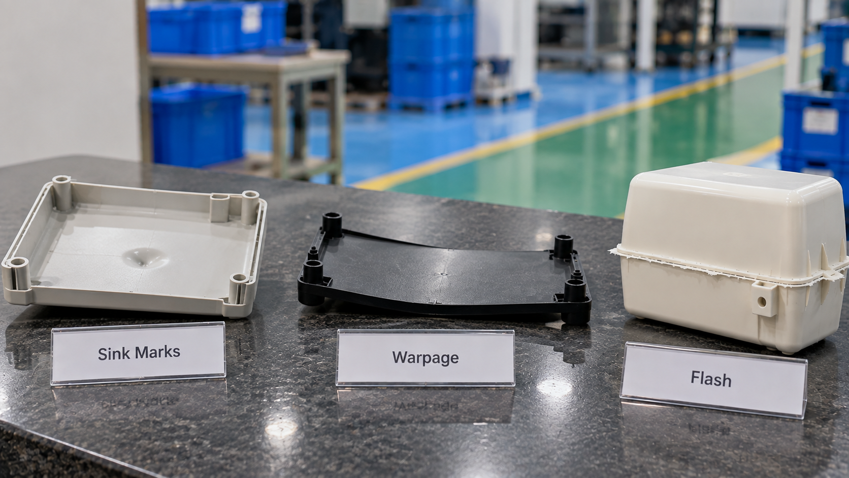Quality control engineer laser scanning injection molded plastic part for warpage and sink marks
